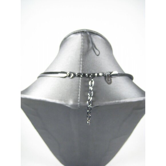 Joan Rivers Gun Metal Gray Bib Chain Necklace 18 Inch Cluster Hammered Statement - Picture 11 of 16